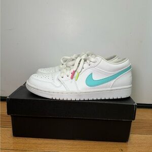 Jordan 1 Low White Multi-Color Swoosh